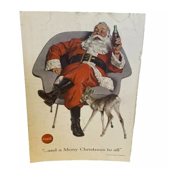 1956 Vintage Coke Coca Cola Soda Orig Magazine Ad Merry Christmas To All Santa - Picture 1 of 4